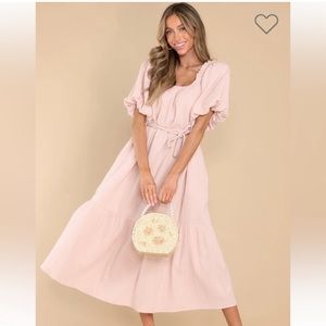 Beside You Dusty Mauve Gauze Midi Dress from Red Dress